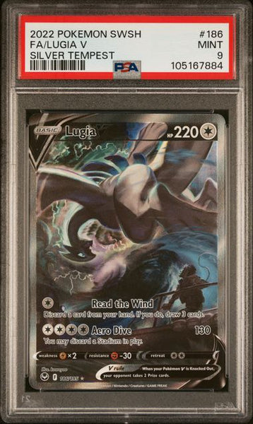 2022 POKEMON SWORD & SHIELD SILVER TEMPEST 186 FULL ART LUGIA V PSA 9