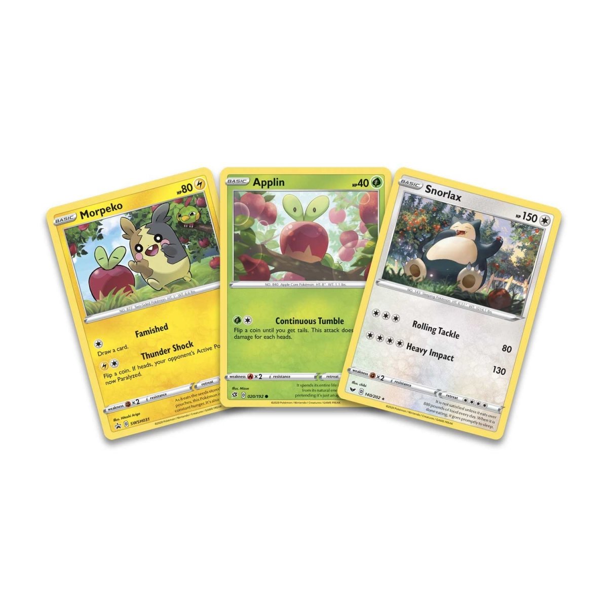 Pokémon TCG: Snorlax, Morpeko & Applin Cards with 2 Booster Packs & Coin (Chilling Reign & Fusion Strike)