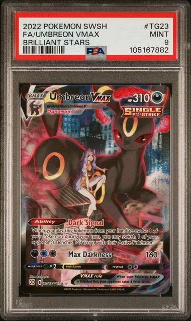 2022 POKEMON SWORD & SHIELD BRILLIANT STARS TG23 FULL ART UMBREON VMAX PSA 9