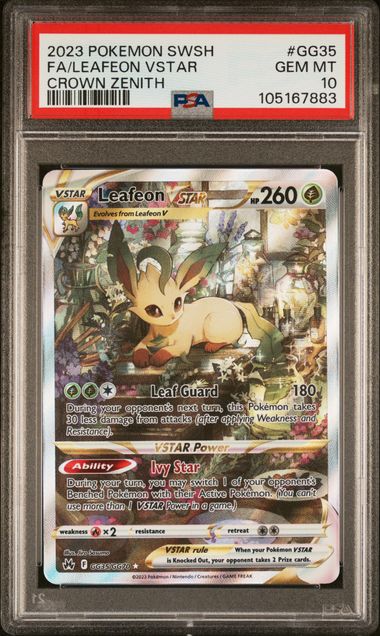 2023 POKEMON SWORD AND SHIELD CROWN ZENITH GG35 FULL ART LEAFEON VSTAR PSA 10