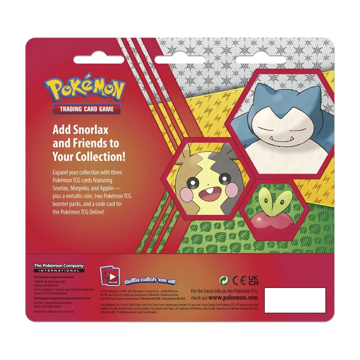 Pokémon TCG: Snorlax, Morpeko & Applin Cards with 2 Booster Packs & Coin (Chilling Reign & Fusion Strike)