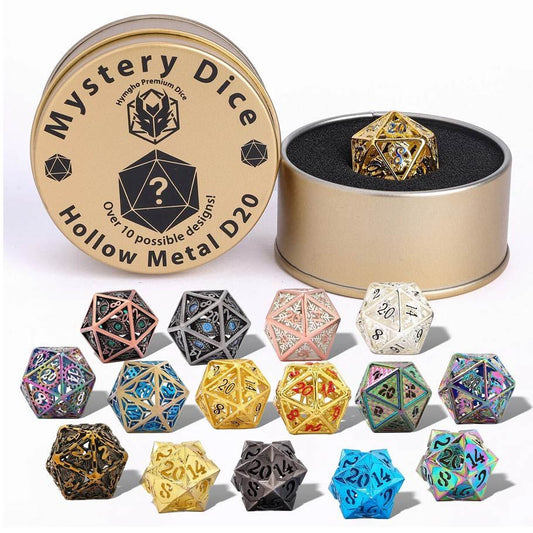 HYMGHO Quest's Reward Mystery Hollow Metal D20 — Random Design, Sealed Gold Box